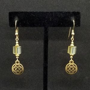 Celtic knot & glass crystal dangle earrings